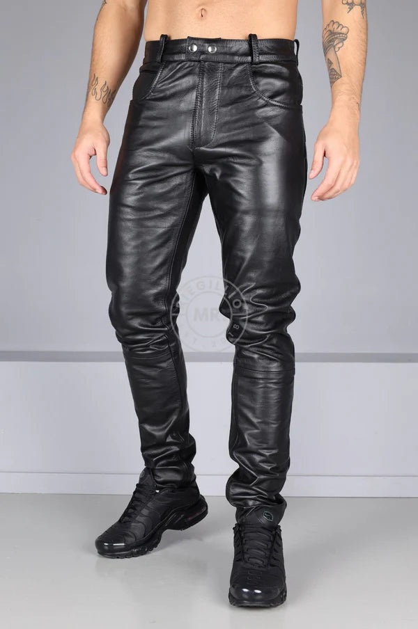 Berlin Leather 5 Pocket Pants - Black