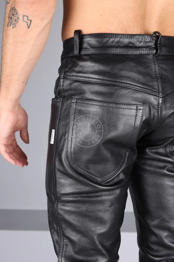 Berlin Leather 5 Pocket Pants - Black