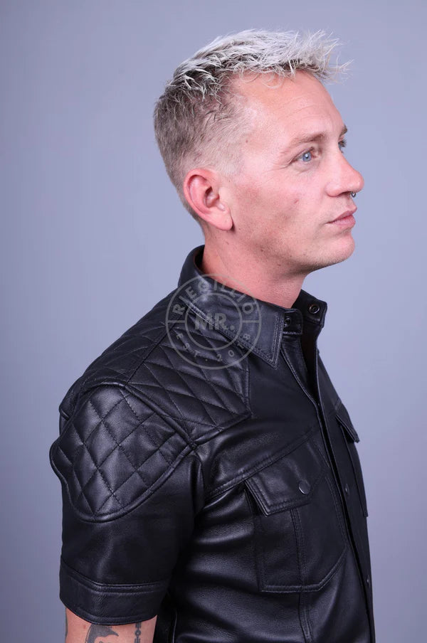 Black Leather Padded Shirt