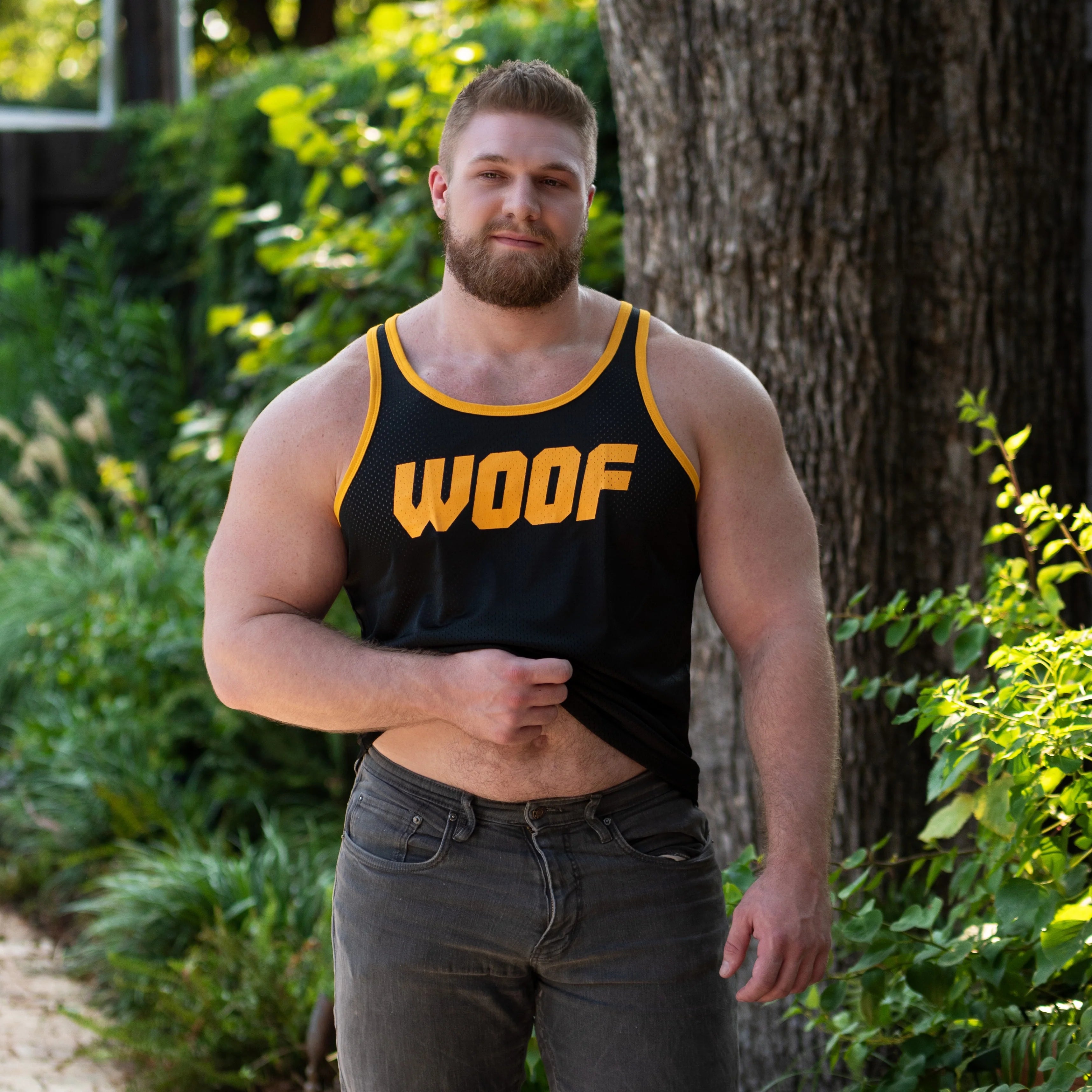 Black and Yellow Woof Tank Top