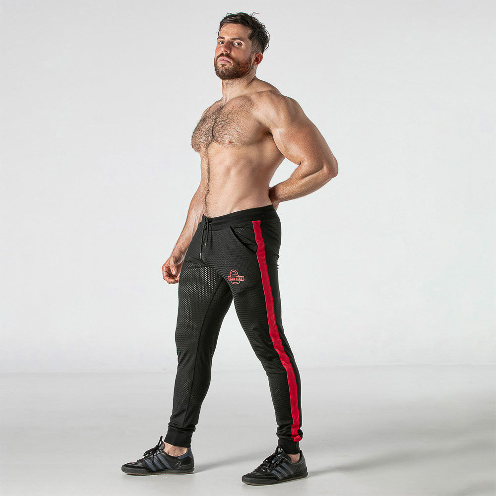 Mesh Back-Zip Jogger with Red Stripe