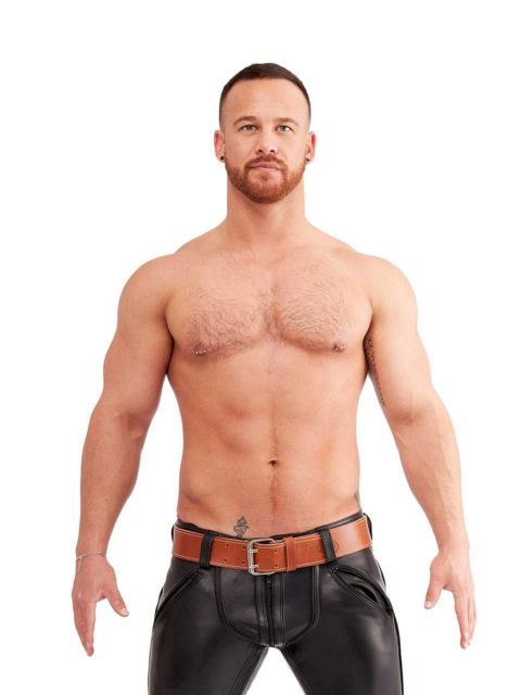 Stitched Leather Belt - Brown