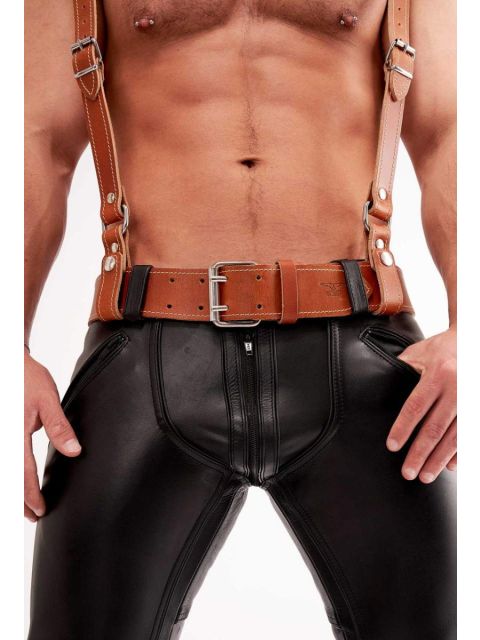 Stitched Leather Belt - Brown