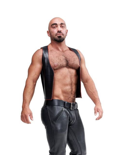 Leather Muscle Vest With FIST Logo