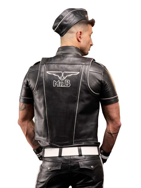 Leather Muscle Vest With MISTER B Logo