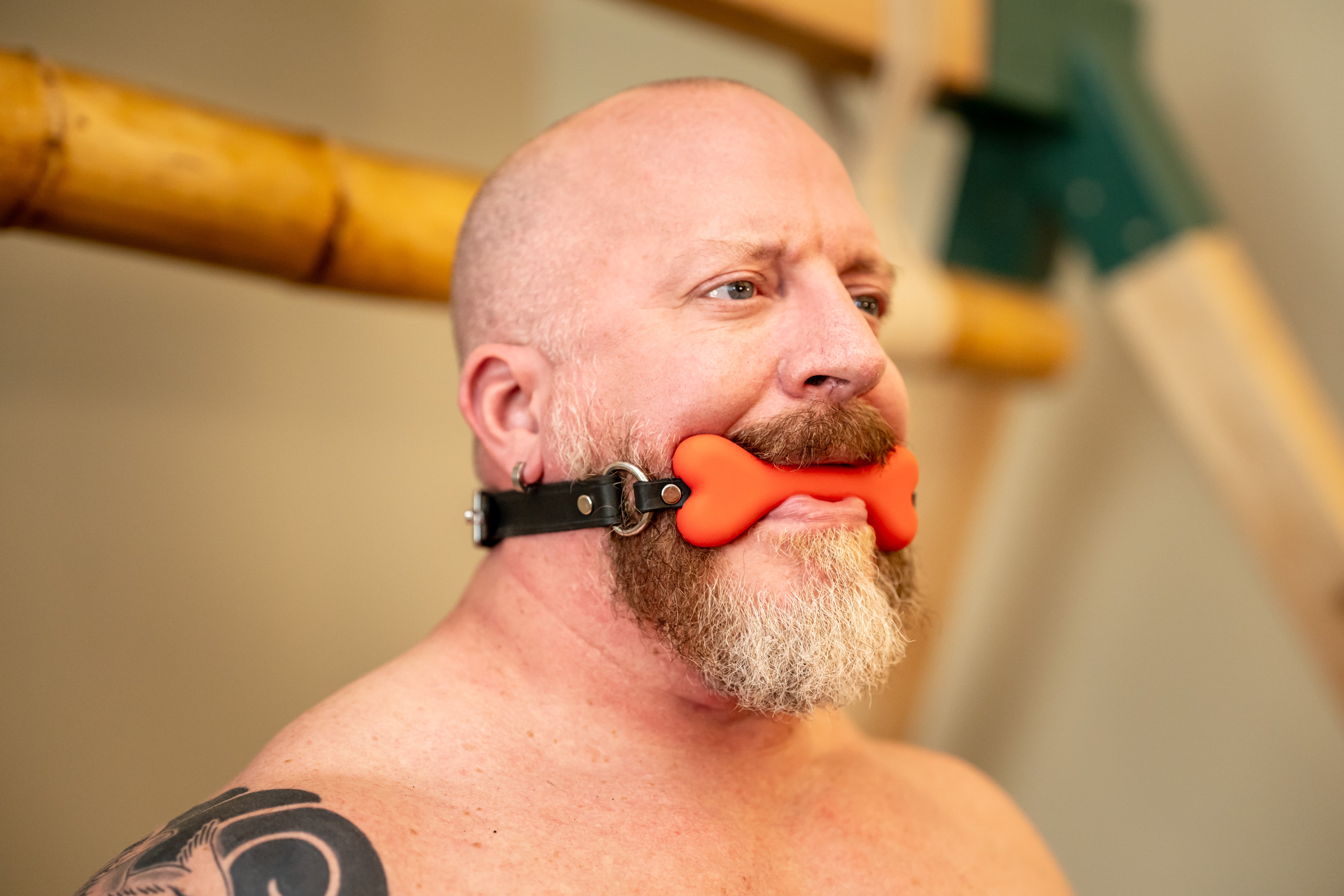Leather Silicone Puppy Bone Gag