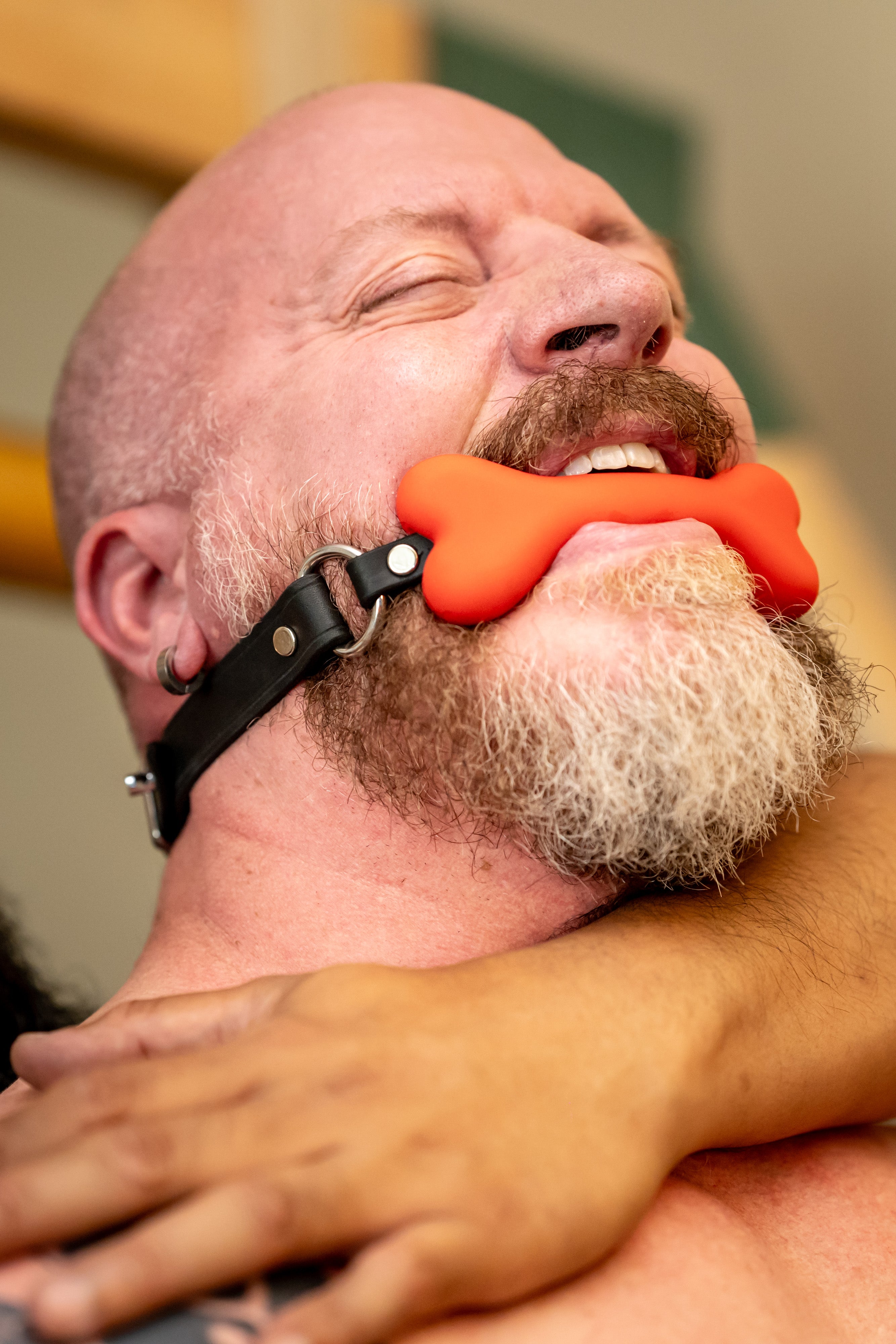 Leather Silicone Puppy Bone Gag