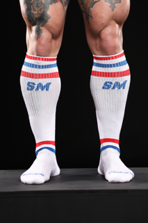 STRAPP FOOTBALL SOCKS - WHITE/BLUE/RED