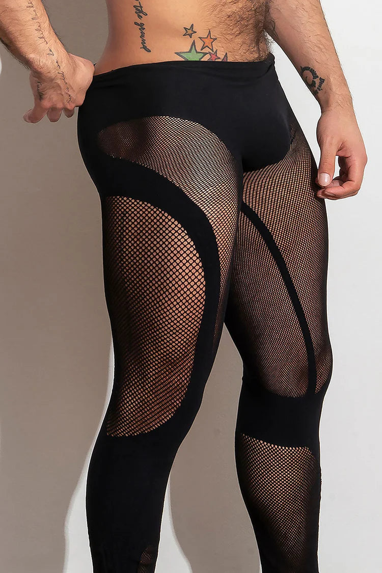 High-stretch, open knit leggings that highlight thighs and glutes. They are supportive stretch compression, lightweight and breathable. Available in blue or black.