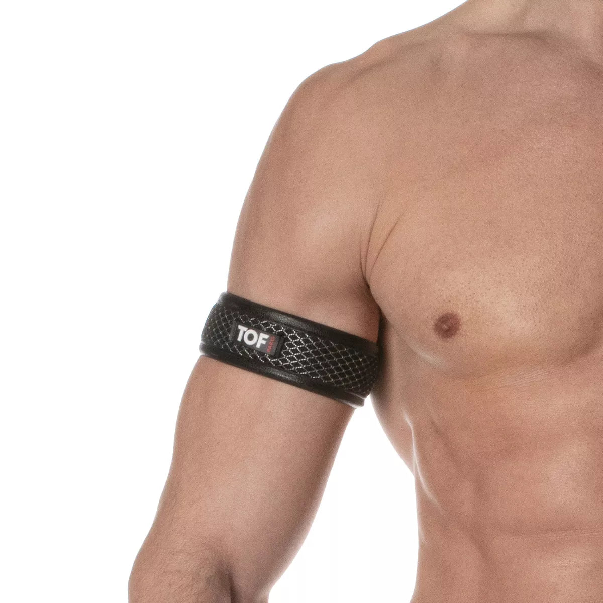 Armbands made from breathable 3D mesh with snap buttons that fit medium, large, and XL arms.