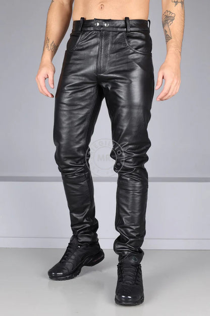 Berlin Leather 5 Pocket Pants - Black