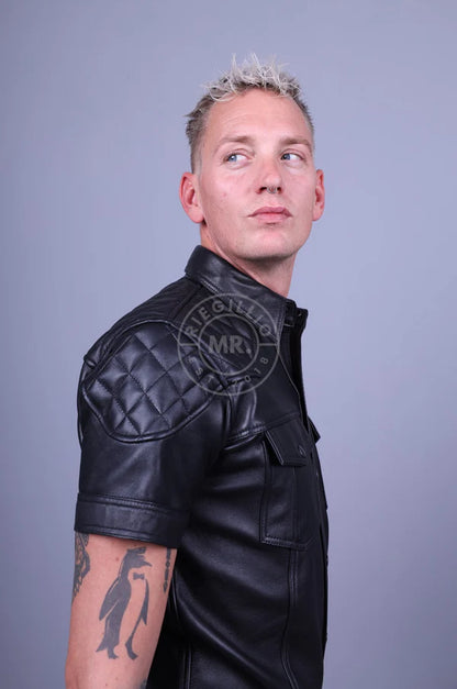 Black Leather Padded Shirt