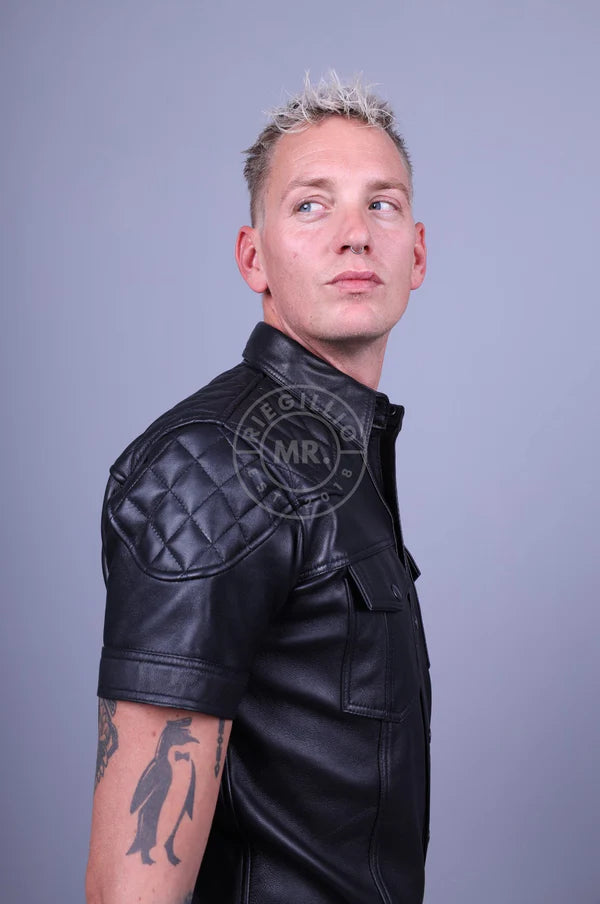 Black Leather Padded Shirt