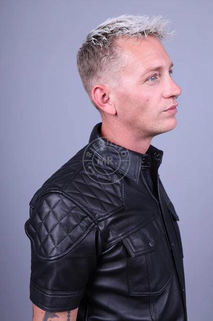 Black Leather Padded Shirt