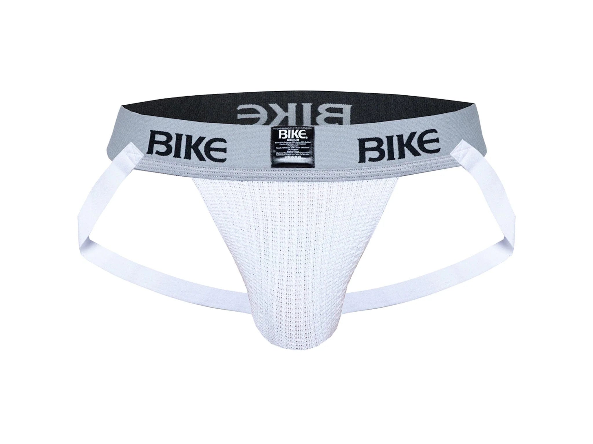 This white, thick banded jock is soft, lightweight, breathable, and has exceptional moisture-wicking capabilities. The pouch is constructed to support you firmly and comfortably.