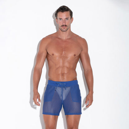 Gay men's sexy blue sheer shorts 