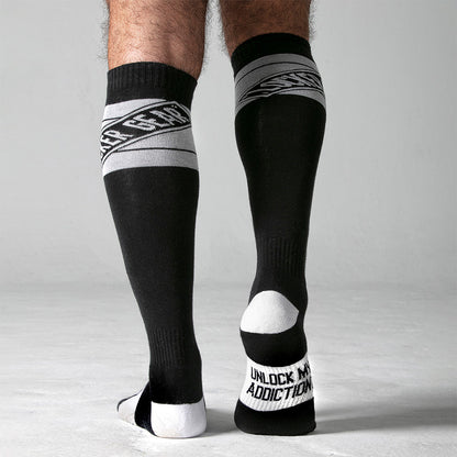 Sexy black/white knee high socks fetish