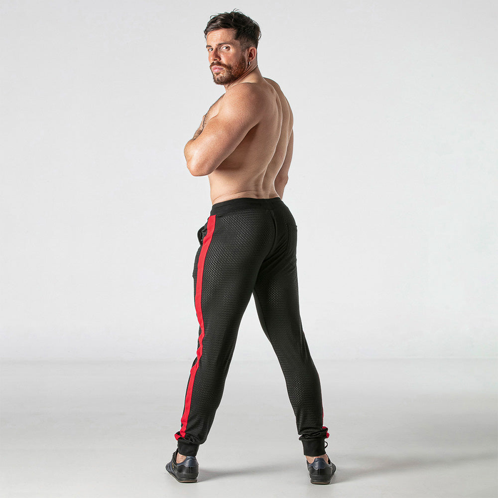 Mesh Back-Zip Jogger with Red Stripe