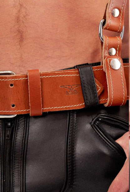 Stitched Leather Belt - Brown