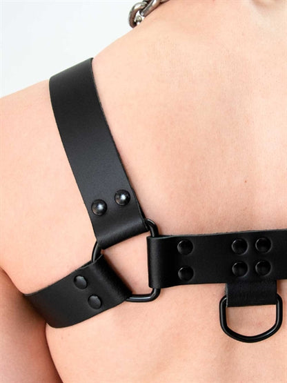 Leather Chest Harness Saddle Leather Black