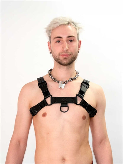 Leather Chest Harness Saddle Leather Black