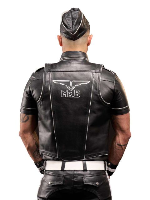 Leather Muscle Vest With MISTER B Logo