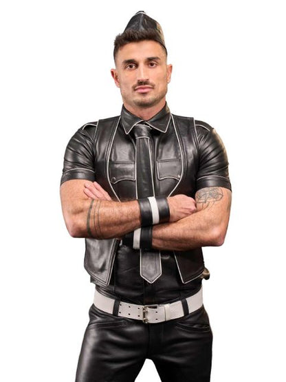 Leather Muscle Vest With MISTER B Logo