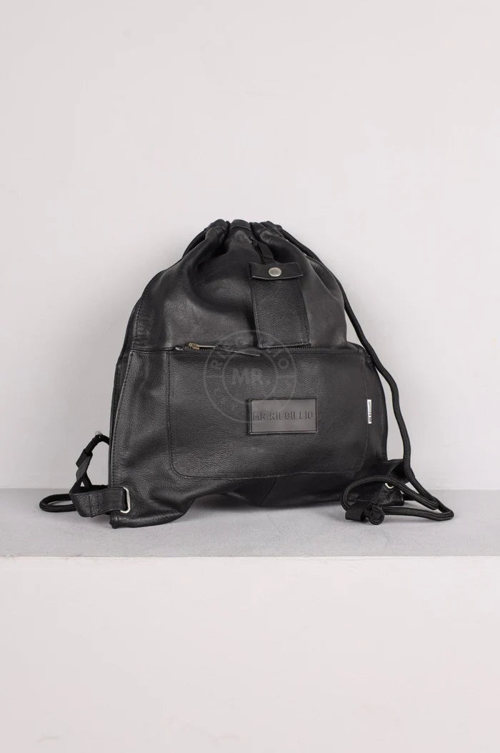 Leather Backpack With Velcro Patch