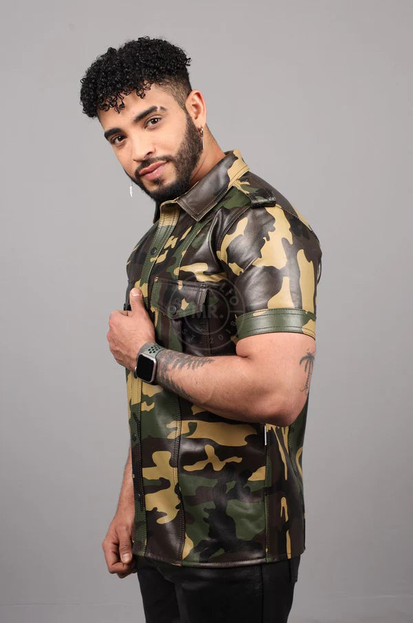 Green Camo Leather Shirt