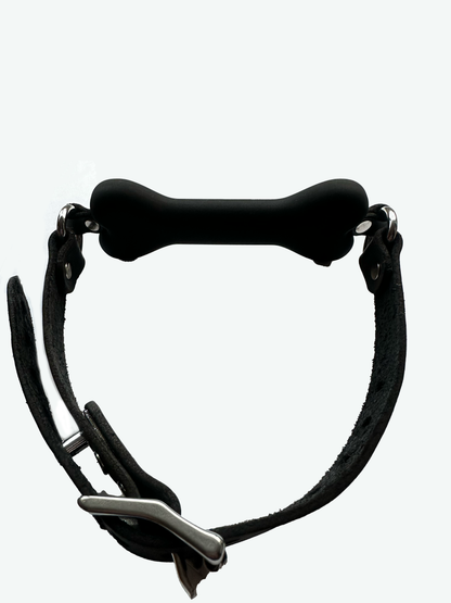 Leather Silicone Puppy Bone Gag