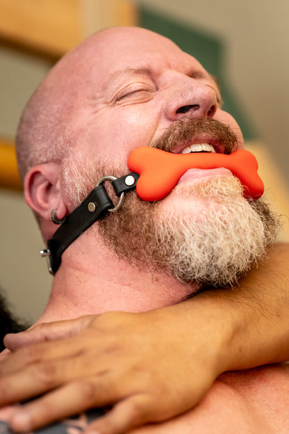 Leather Silicone Puppy Bone Gag