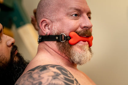 Leather Silicone Puppy Bone Gag