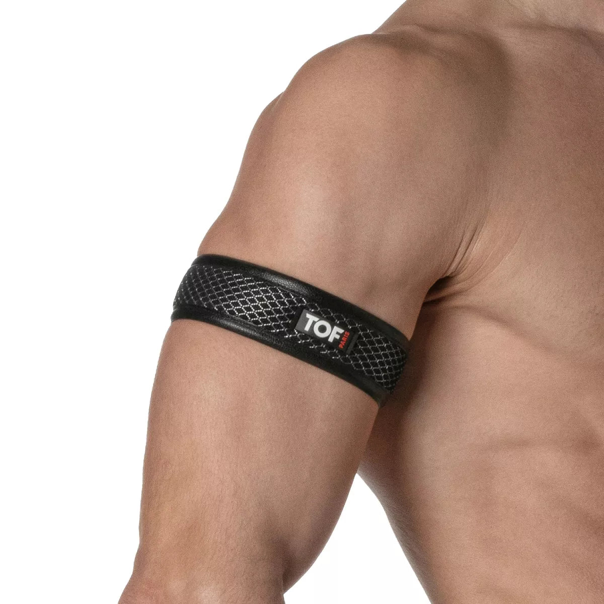Armbands made from breathable 3D mesh with snap buttons that fit medium, large, and XL arms.